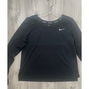 Nike Women's Dri-Fit Long Sleeve Running Top Black Size Medium